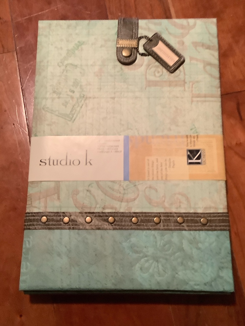 Studio k Turquoise Decorative Album with Brown Strap and Brass Studs
